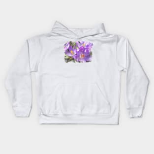 Hope Springs Eternal - Crocus with watercolor texture Kids Hoodie